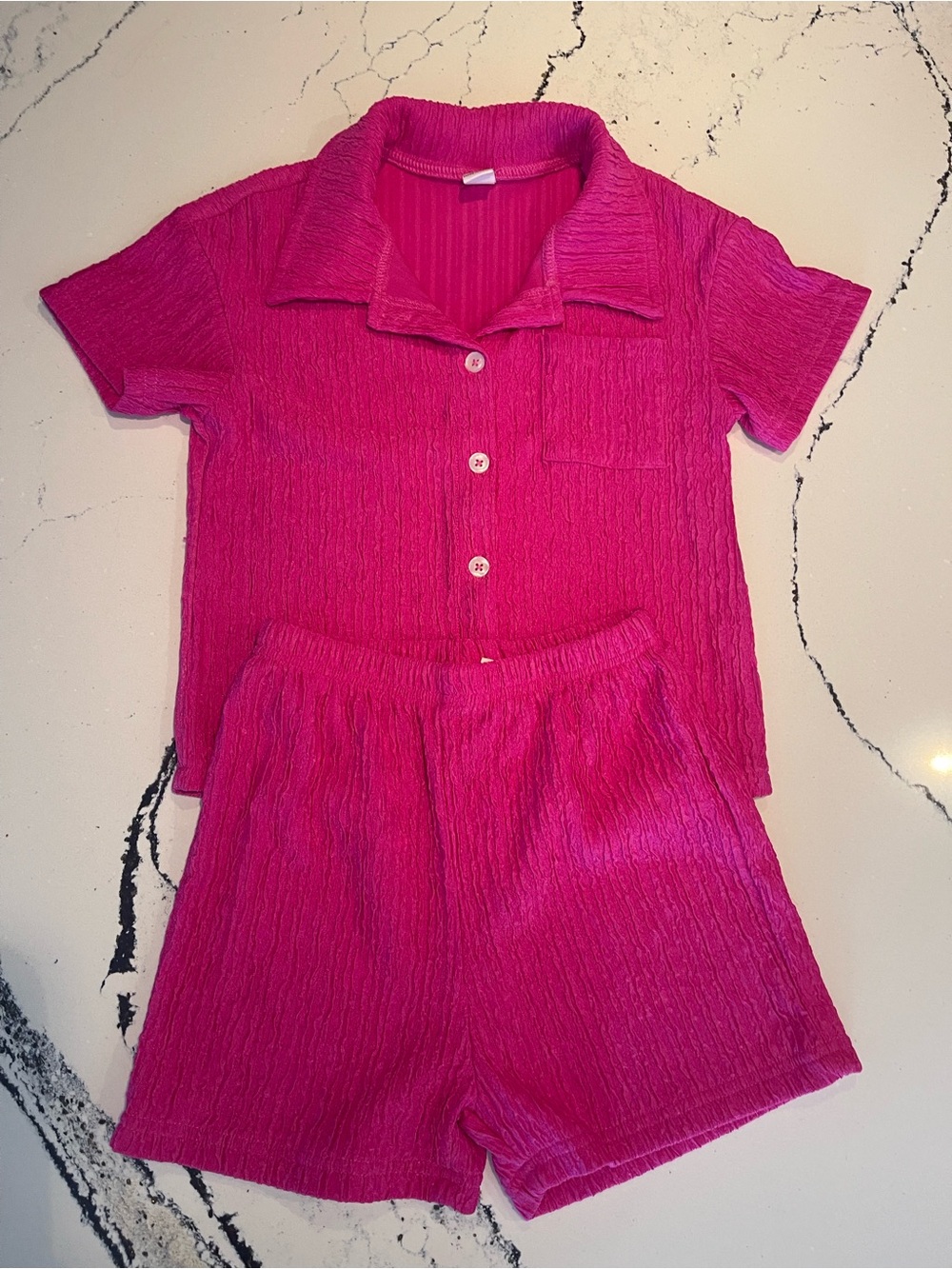 Girls' Bright Pink Short Pajama Set - Brand Unspecified